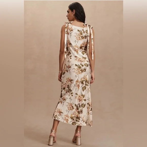 NWT Reformation Aden Dress Floral Print In NEUTRAL MOTIF Sz 8 - Picture 4 of 12